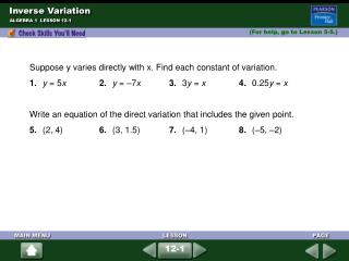 Inverse Variation