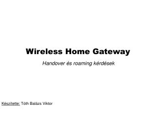 Wireless Home Gateway