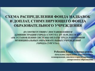 СХЕМА РАСПРЕДЕЛЕНИЯ ФОНДА НАДБАВОК И ДОПЛАТ, СТИМУЛИРУЮЩЕГО ФОНДА ОБРАЗОВАТЕЛЬНОГО УЧРЕЖДЕНИЯ