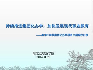 持续推进集团化办学，加快发展现代职业教育 —— 黑龙江职教集团化办学项目中期验收汇报
