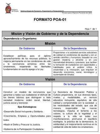 VINCULACION DEL PLAN ESTATAL DE DESARROLLO CON LA DEPENDENCIA