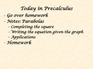 Today in Precalculus