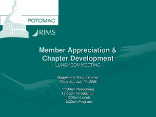 Member Appreciation &amp; Chapter Development - LUNCHEON MEETING -