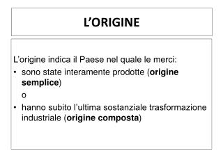 L’ORIGINE