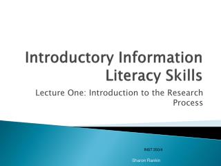 Introductory Information Literacy Skills