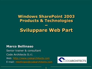 Windows SharePoint 2003 Products &amp; Technologies – Sviluppare Web Part