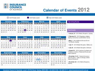 Calendar of Events 2012