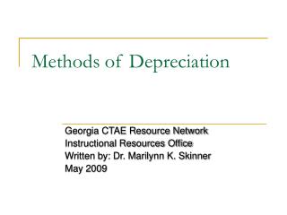 Methods of Depreciation