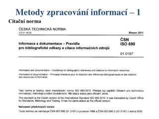 Metody zpracování informací – 1