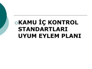 KAMU İÇ KONTROL STANDARTLARI UYUM EYLEM PLANI