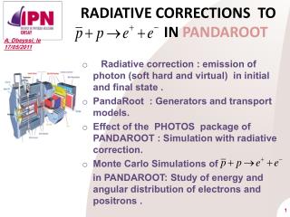 RADIATIVE CORRECTIONS TO IN PANDAROOT