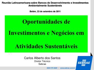 Oportunidades de Investimentos e Negócios em Atividades Sustentáveis