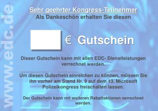 Sehr geehrter Kongress-Teilnehmer Als Dankeschön erhalten Sie diesen