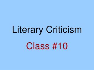 Literary Criticism