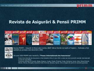 Revista de Asigurări &amp; Pensii PRIMM