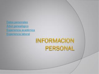 INFORMACION PERSONAL