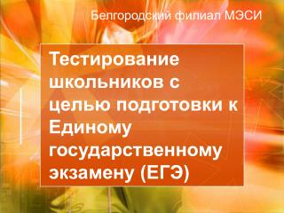 Тестирование школьников с целью подготовки к Единому государственному экзамену (ЕГЭ)