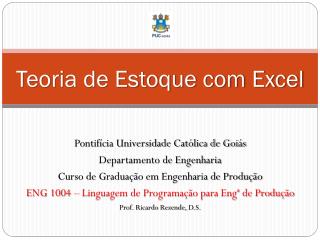 Teoria de Estoque com Excel