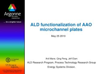 ALD functionalization of AAO microchannel plates