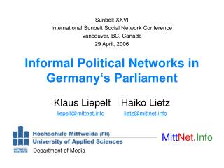 Informal Political Networks in Germany‘s Parliament