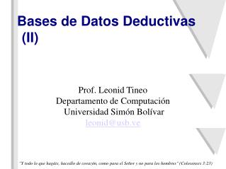 Bases de Datos Deductivas (II)