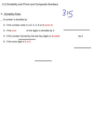 2-2 Divisibility and Prime and Composite Numbers