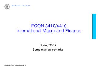 ECON 3410/4410 International Macro and Finance