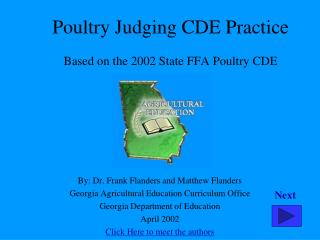 Poultry Judging CDE Practice Based on the 2002 State FFA Poultry CDE