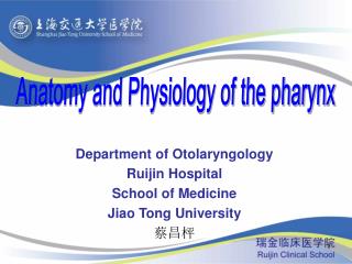 Department of Otolaryngology Ruijin Hospital School of Medicine Jiao Tong University 蔡昌枰