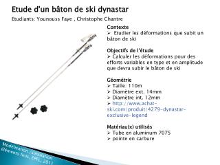 Etude d'un bâton de ski dynastar