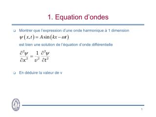 1. Equation d’ondes