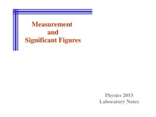 Measurement and Significant Figures