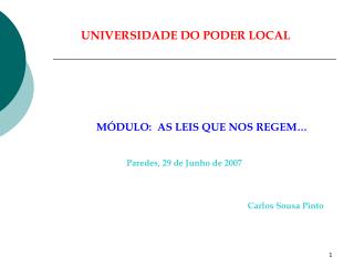 UNIVERSIDADE DO PODER LOCAL