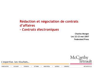 Rédaction et négociation de contrats d’affaires - Contrats électroniques