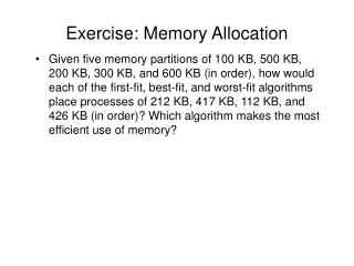 Exercise: Memory Allocation
