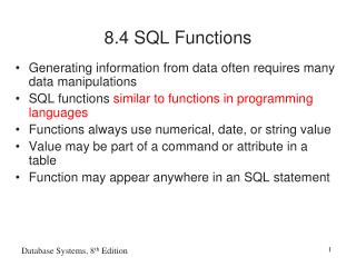 8.4 SQL Functions