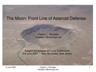 The Moon: Front Line of Asteroid Defense