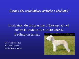 Gestion des exploitations agricoles ( génétique )