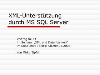 XML-Unterstützung durch MS SQL Server