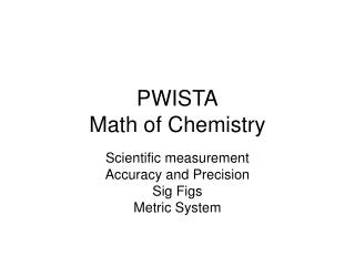 PWISTA Math of Chemistry