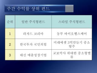 주간 수익률 상위 펀드