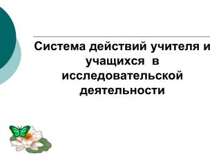 Система действий учителя и учащихся в исследовательской деятельности
