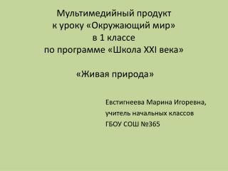 Евстигнеева Марина Игоревна, учитель начальных классов ГБОУ СОШ №365