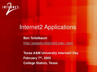 Internet2 Applications