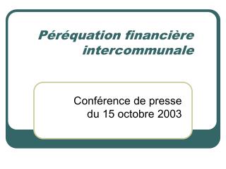 Péréquation financière intercommunale