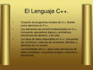 El Lenguaje C++.