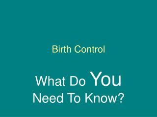 Birth Control