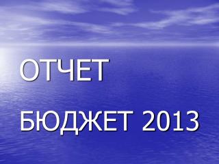 ОТЧЕТ БЮДЖЕТ 2013