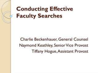 Conducting Effective Faculty Searches