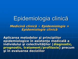 Epidemiologia clinică